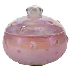 Iridescent Pink Glass Rose Candle